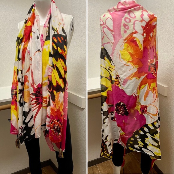 Lane Bryant • Abstract Floral Butterfly Wing Lightweight Scarf / Wrap - Picture 2 of 6